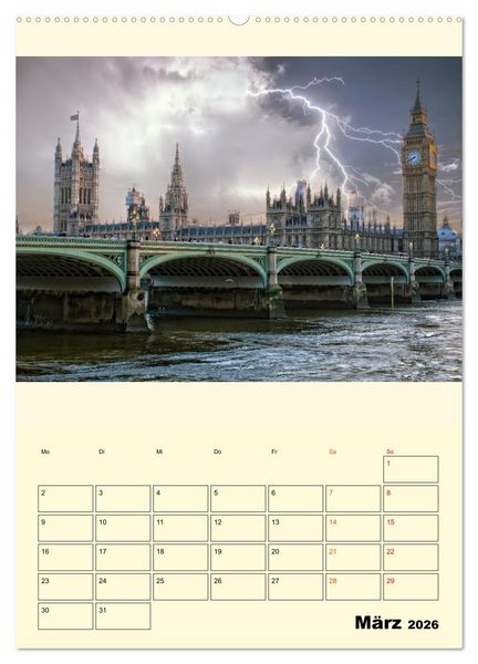Produktbild: Metropolen im Gewitter (Wandkalender 2026 DIN A2 hoch), CALVENDO Monatskalender