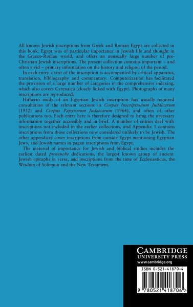 Produktbild: Jewish Inscriptions of Graeco-Roman Egypt