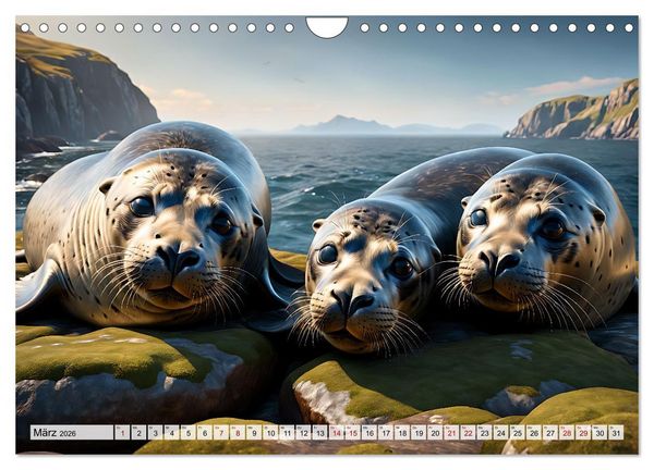 Produktbild: Freche Seehunde (Wandkalender 2026 DIN A4 quer), CALVENDO Monatskalender