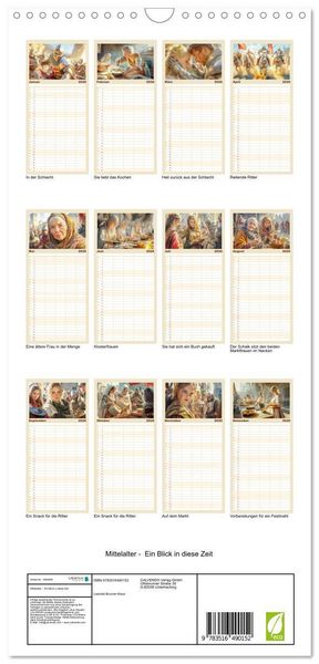 Produktbild: Familienplaner 2026 - Mittelalter - Ein Blick in diese Zeit mit 5 Spalten (Wandkalender, 21 x 45 cm) CALVENDO