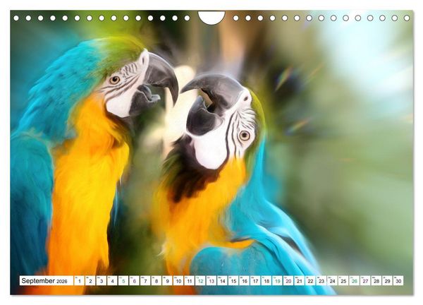 Produktbild: Papageien und Sittiche - Kunstbilder (Wandkalender 2026 DIN A4 quer), CALVENDO Monatskalender