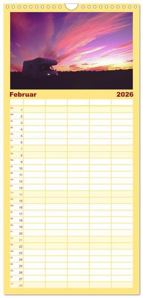 Produktbild: Familienplaner 2026 - Wohnmobil-Reisen mit 5 Spalten (Wandkalender, 21 x 45 cm) CALVENDO