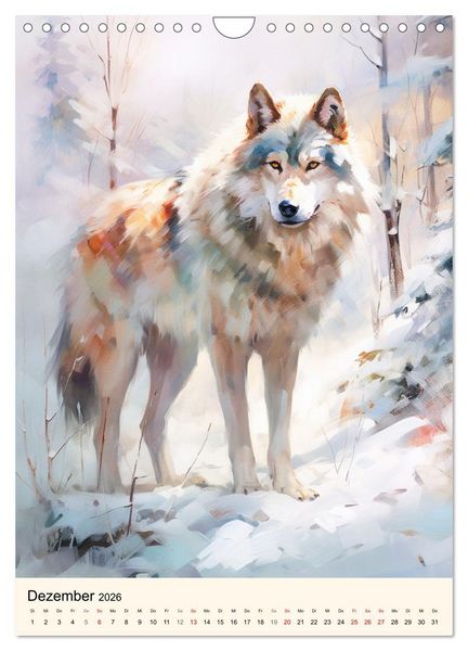 Produktbild: W&ouml;lfe. Zarte Aquarelle von beeindruckenden Tieren (Wandkalender 2026 DIN A4 hoch), CALVENDO Monatskalender