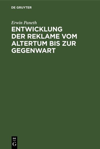 Produktbild: Entwicklung der Reklame vom Altertum bis zur Gegenwart