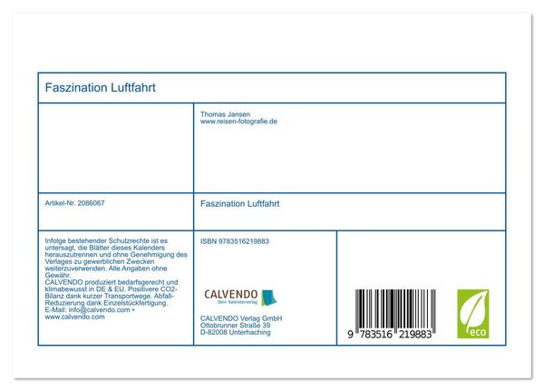 Produktbild: Faszination Luftfahrt (Tischkalender 2026 DIN A5 quer), CALVENDO Monatskalender