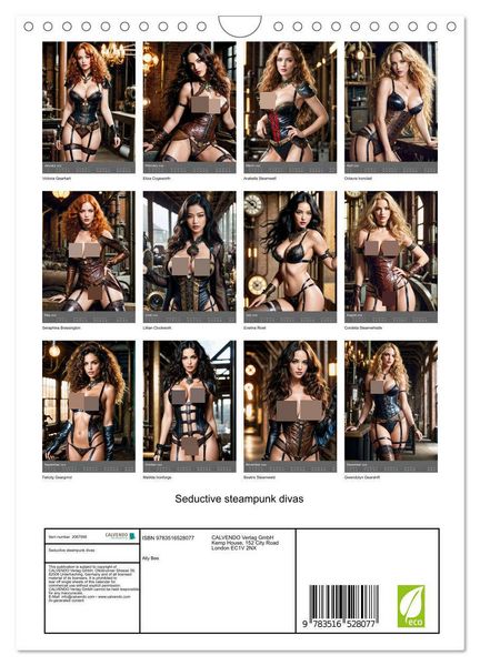 Produktbild: Seductive steampunk divas (Wall Calendar 2026 DIN A4 portrait), CALVENDO 12 Month Wall Calendar