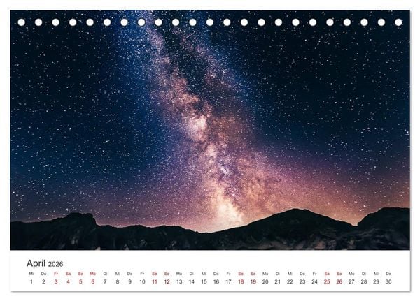 Produktbild: Nachthimmel - Unfassbare Fotografien der Sterne. (Tischkalender 2026 DIN A5 quer), CALVENDO Monatskalender