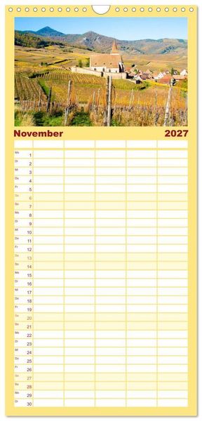Produktbild: Familienplaner 2027 - Dorfidyllen in Frankreich mit 5 Spalten (Wandkalender, 21 x 45 cm) CALVENDO