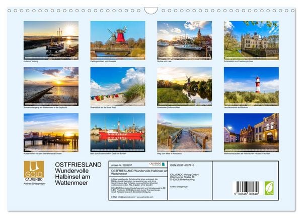 Produktbild: OSTFRIESLAND Wundervolle Halbinsel am Wattenmeer (Wandkalender 2027 DIN A3 quer), CALVENDO Monatskalender