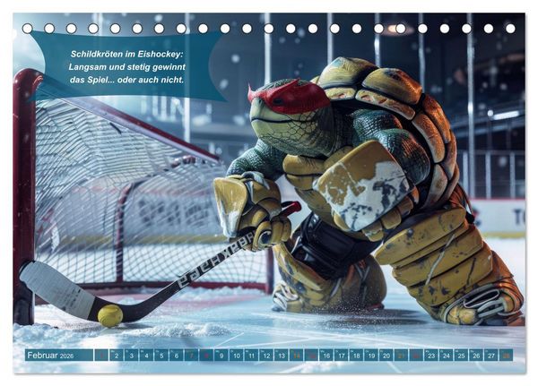 Produktbild: Der tierisch lustige Eishockey Kalender (Tischkalender 2026 DIN A5 quer), CALVENDO Monatskalender