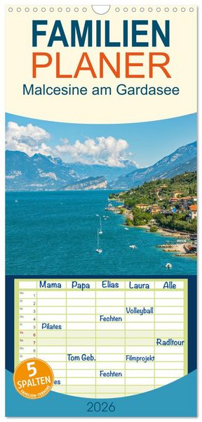 Produktbild: Familienplaner 2026 - Malcesine am Gardasee mit 5 Spalten (Wandkalender, 21 x 45 cm) CALVENDO