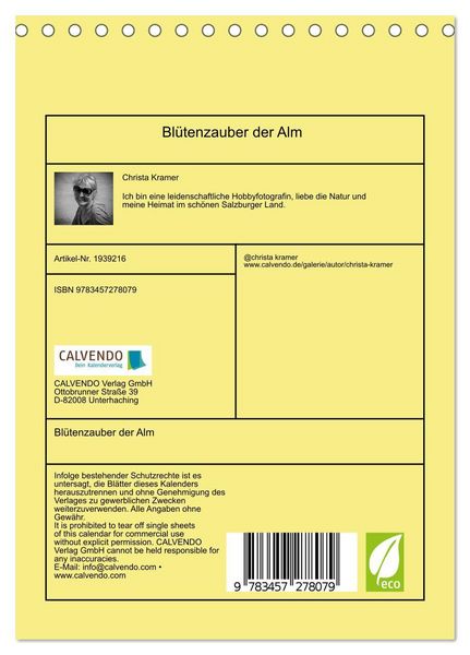 Produktbild: Bl&uuml;tenzauber der Alm (Tischkalender 2026 DIN A5 hoch), CALVENDO Monatskalender