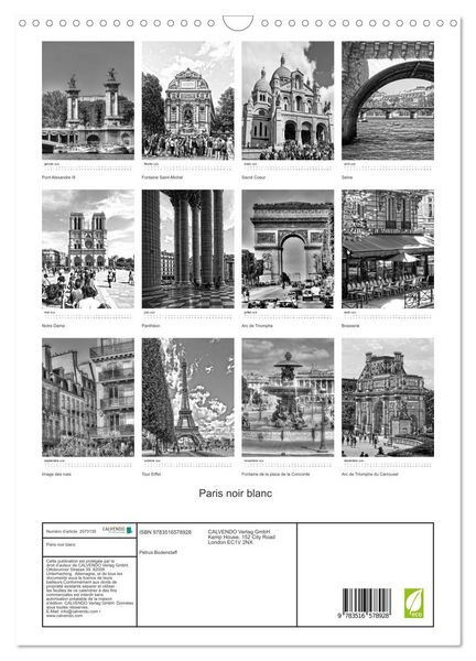Produktbild: Paris noir blanc (Calendrier mural 2026 DIN A3 horizontal), CALVENDO calendrier mensuel