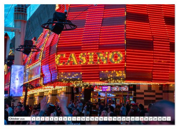 Produktbild: Las Vegas Nightlife - Neonlichter, Casinos und unvergessliche N&auml;chte (Wandkalender 2026 DIN A3 quer), CALVENDO Monatskalender