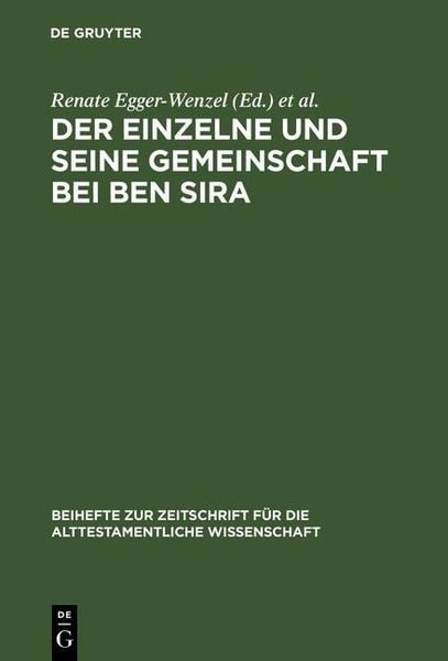 Produktbild: Der Einzelne und seine Gemeinschaft bei Ben Sira