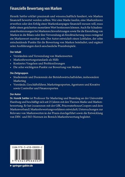 Produktbild: Finanzielle Bewertung von Marken