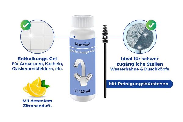 Produktbild: Anti-Kalk-Caps und Entkalkungsgel, 4-teiliges Set, mit frischem Zitrusduft