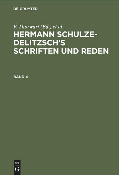 Produktbild: Hermann Schulze-Delitzsch's Schriften und Reden. Band 4