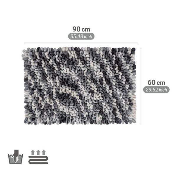 Produktbild: Badteppich Mod. Lerici, grau-blau, Polyester/Baumwolle, 60x90 cm, rutschhemmend beschichteter Rücken