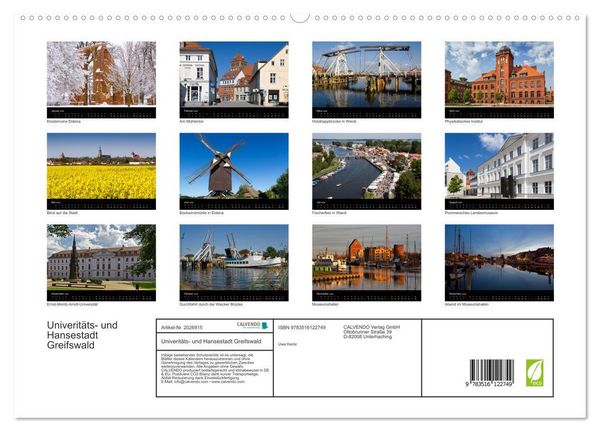 Produktbild: Univerit&auml;ts- und Hansestadt Greifswald (hochwertiger Premium Wandkalender 2026 DIN A2 quer), Kunstdruck in Hochglanz