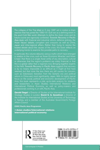 Produktbild: Towards Recovery in Pacific Asia