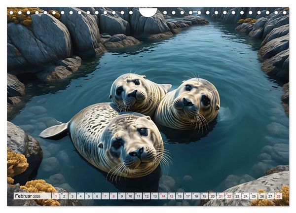 Produktbild: Freche Seehunde (Wandkalender 2026 DIN A4 quer), CALVENDO Monatskalender