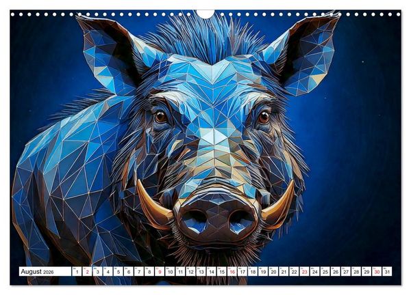 Produktbild: Low Poly Wildlife (Wandkalender 2026 DIN A3 quer), CALVENDO Monatskalender