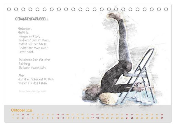 Produktbild: YOGA Inspirationen mit Texten zum Nachdenken (Tischkalender 2026 DIN A5 quer), CALVENDO Monatskalender