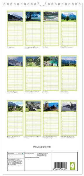 Produktbild: Familienplaner 2026 - Das Zugspitzegebiet mit 5 Spalten (Wandkalender, 21 x 45 cm) CALVENDO