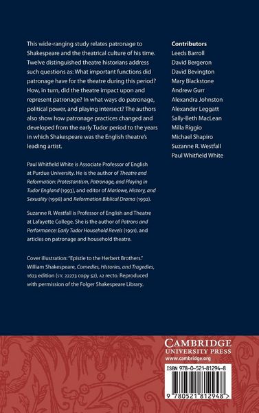 Produktbild: Shakespeare and Theatrical Patronage in Early Modern England