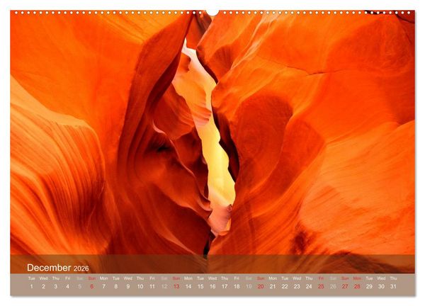 Produktbild: Lights and Colours of the Antelope Canyon (High Quality Premium Wall Calendar 2026 DIN A2 landscape),CALVENDO 12 Month Wall Calendar