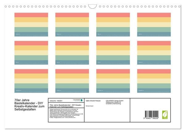 Produktbild: 70er Jahre Bastelkalender - DIY Kreativ-Kalender zum Selbstgestalten (Wandkalender 2026 DIN A3 quer), CALVENDO Monatskalender