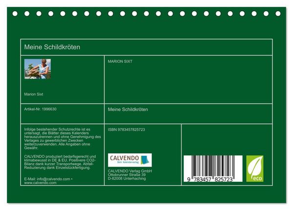 Produktbild: Meine Schildkr&ouml;ten (Tischkalender 2026 DIN A5 quer), CALVENDO Monatskalender
