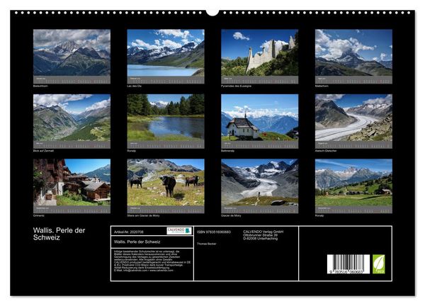 Produktbild: Wallis. Perle der Schweiz (hochwertiger Premium Wandkalender 2026 DIN A2 quer), Kunstdruck in Hochglanz
