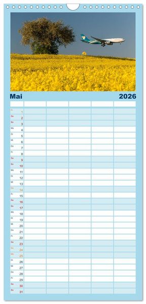 Produktbild: Familienplaner 2026 - Faszination Fliegerei mit 5 Spalten (Wandkalender, 21 x 45 cm) CALVENDO