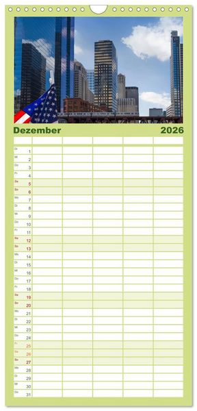 Produktbild: Familienplaner 2026 - CHICAGO Stadtzentrum mit 5 Spalten (Wandkalender, 21 x 45 cm) CALVENDO