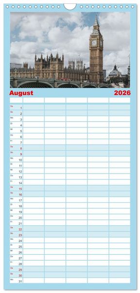 Produktbild: Familienplaner 2026 - London - Die faszinierende Hauptstadt Englands. mit 5 Spalten (Wandkalender, 21 x 45 cm) CALVENDO