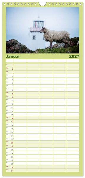 Produktbild: Familienplaner 2027 - Unter Schafen - Wegbegleiter auf Reisen mit 5 Spalten (Wandkalender, 21 x 45 cm) CALVENDO