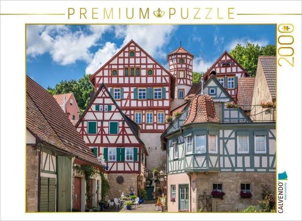 CALVENDO Puzzle Altstadt mit Romschlössle in Creglingen, Baden-Württemberg | 2000 Teile Lege-Größe 90 × 67 cm Foto-Puzzle für glückliche Stunden