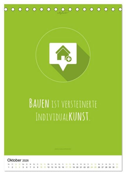 Produktbild: vollgeherzt: Der besondere Kalender f&uuml;r Bauherren mit motivierenden Hausbauzitaten (Tischkalender 2026 DIN A5 hoch), CALVENDO Monatskalender