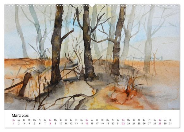 Produktbild: Mit Aquarellen durch das Jahr (hochwertiger Premium Wandkalender 2026 DIN A2 quer), Kunstdruck in Hochglanz