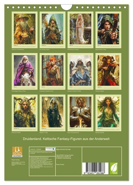 Produktbild: Druidenland. Keltische Fantasy-Figuren aus der Anderwelt (Wandkalender 2026 DIN A4 hoch), CALVENDO Monatskalender