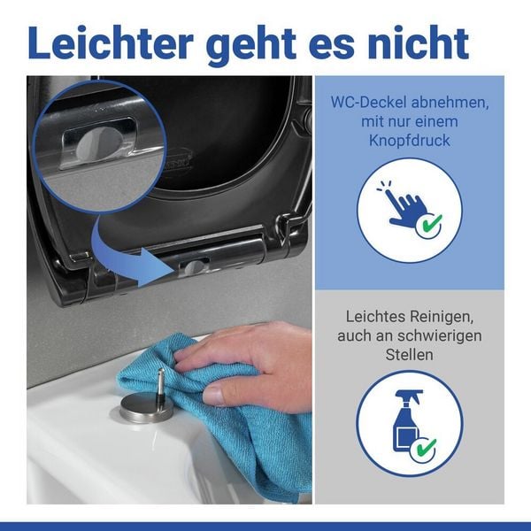 Produktbild: WC Sitz Mod. Rieti Schwarz, stabiler Toilettensitz mit Absenkautomatik