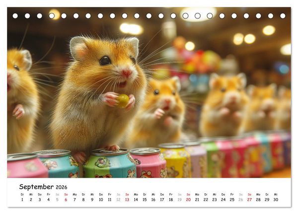 Produktbild: Hamster im Freizeitpark - Lustiger Kalender mit Jahrmarkt-Motiven (Tischkalender 2026 DIN A5 quer), CALVENDO Monatskalender
