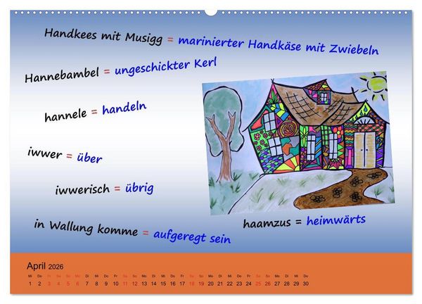 Produktbild: De Hessisch-Kalenner - hessisch babbele lerne in aam Johr (hochwertiger Premium Wandkalender 2026 DIN A2 quer), Kunstdruck in Hochglanz