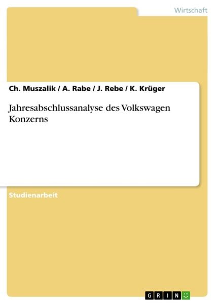 Produktbild: Jahresabschlussanalyse des Volkswagen Konzerns