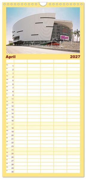 Produktbild: Familienplaner 2027 - Miami und Miami Beach mit 5 Spalten (Wandkalender, 21 x 45 cm) CALVENDO