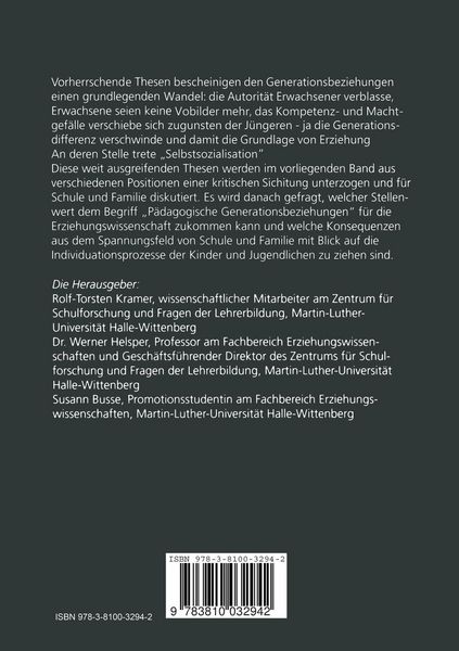 Produktbild: P&auml;dagogische Generationsbeziehungen