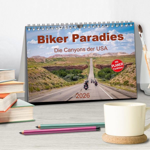 Produktbild: Biker Paradies - Die Canyons der USA (Tischkalender 2026 DIN A5 quer), CALVENDO Monatskalender