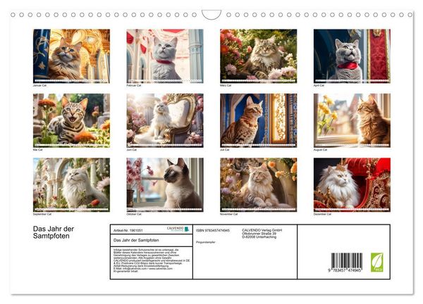 Produktbild: Das Jahr der Samtpfoten (Wandkalender 2026 DIN A3 quer), CALVENDO Monatskalender